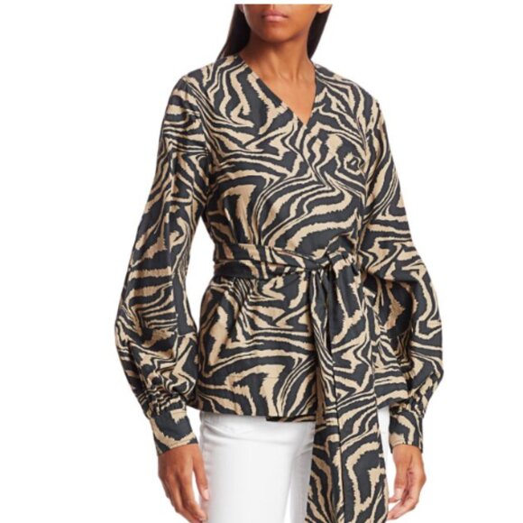 GANNI Zebra Print Wrap Top - Picture 9 of 9